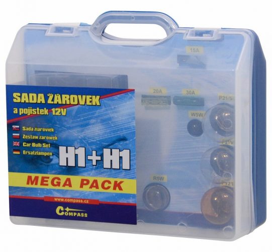 Žárovky 12V servisní box MEGA H1+H1+pojistky